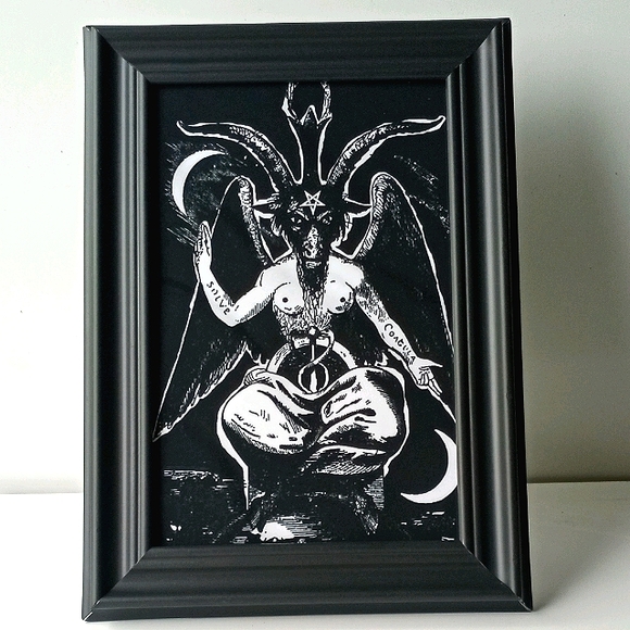 Baphomet Gothic Occult Vintage Satanic Pagan Art Gpthic Dark Goth Punk Art Decof - Picture 5 of 8